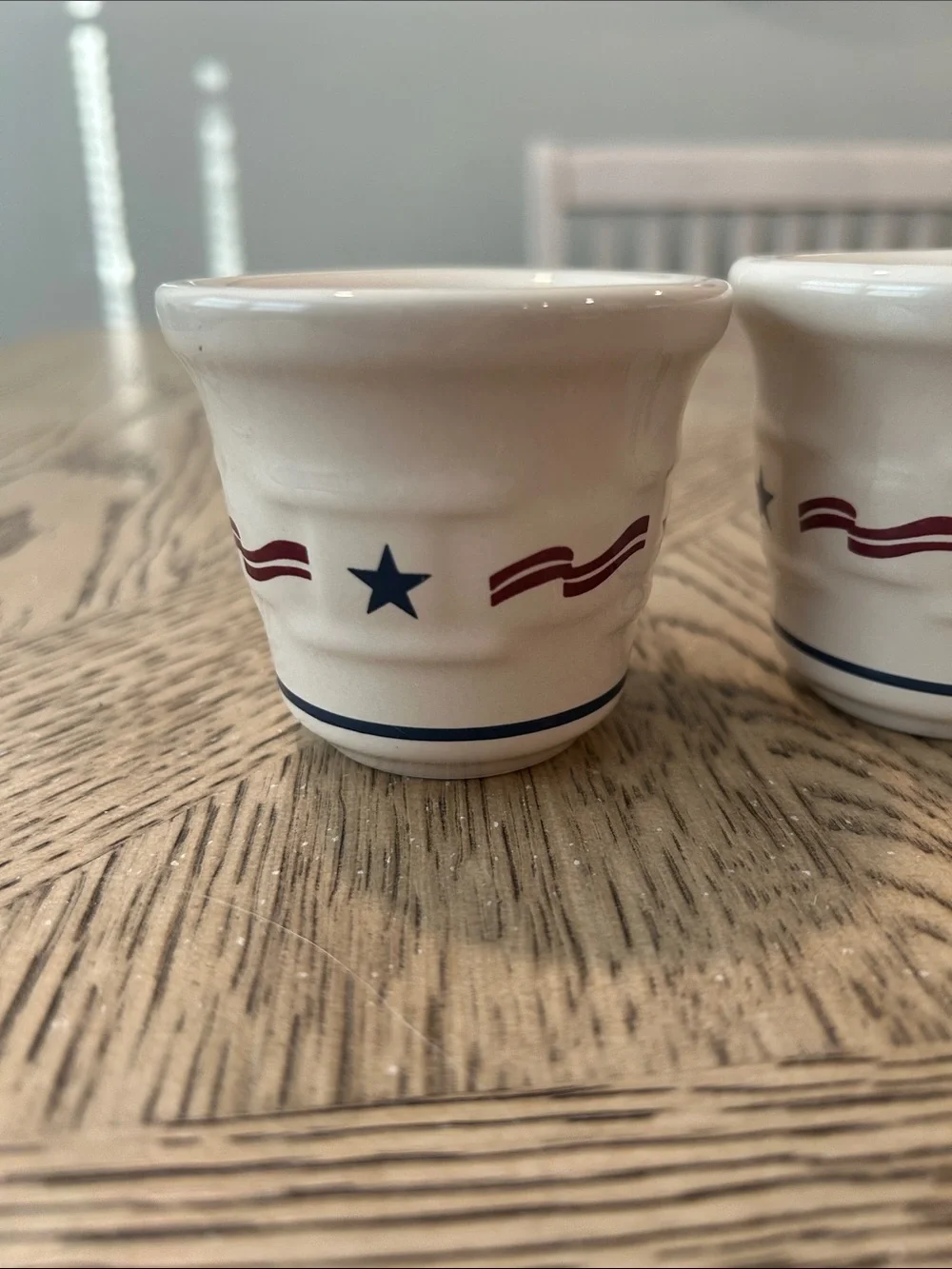 Longaberger Americana Ceramic Votives in White with Red & Blue Accents